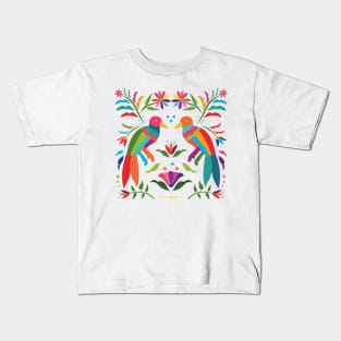 Mexican Otomí Couple of Birds by Akbaly Kids T-Shirt